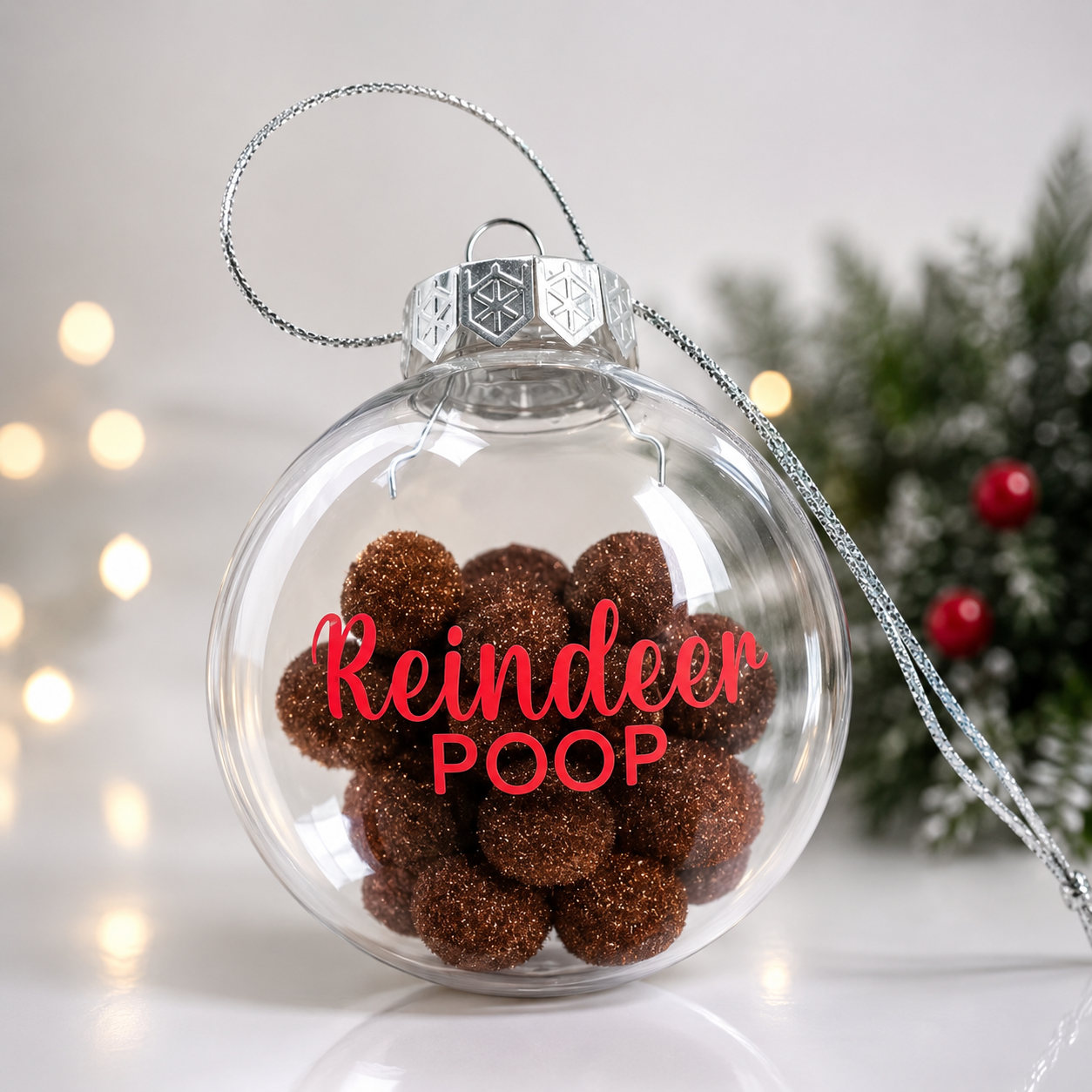 Reindeer Poop Christmas Ornament Funny Holiday Keepsake